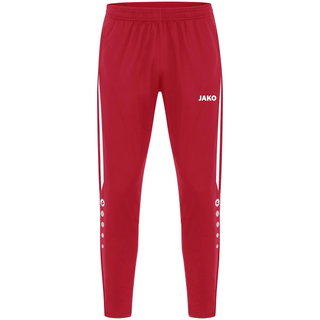 JAKO Trainingshose (Polyesterhose) Power (elastisch, Seitentaschen mit Reißverschluss) lang rot/weiss Herren