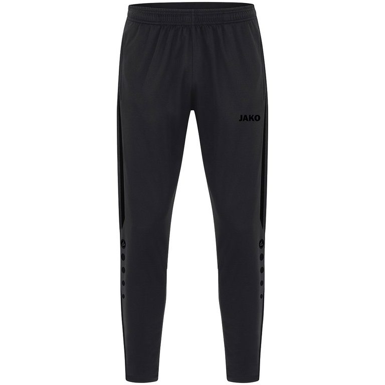 JAKO Training Pants (Polyester Pants) Power (elastic, side pockets with zipper) long black Kids