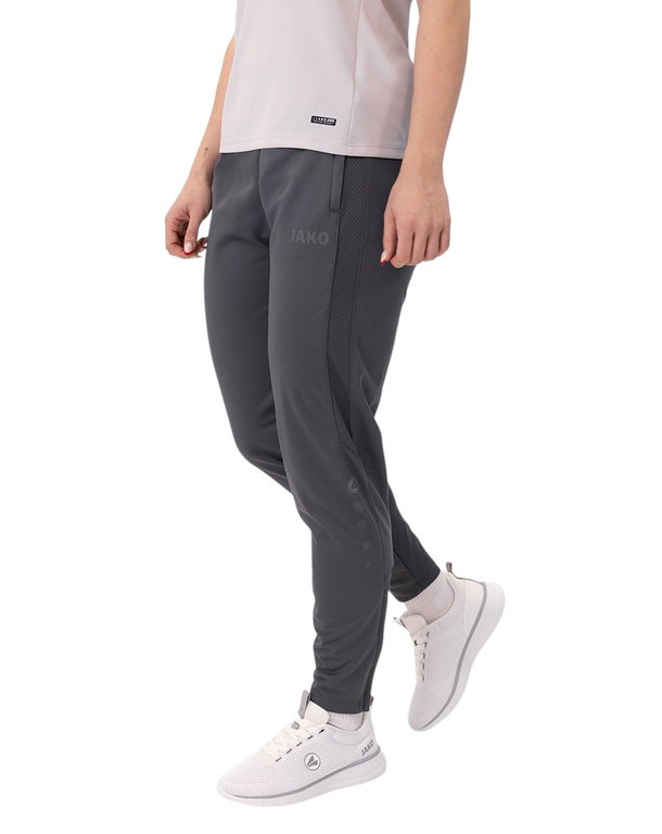 JAKO Trainingshose (Polyesterhose) Power (elastisch, Seitentaschen mit Reißverschluss) lang anthrazitgrau Damen