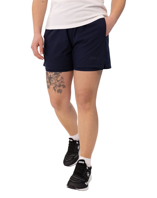JAKO Trainingshose Short Power 2in1 (elastischer Bund) kurz marineblau Damen