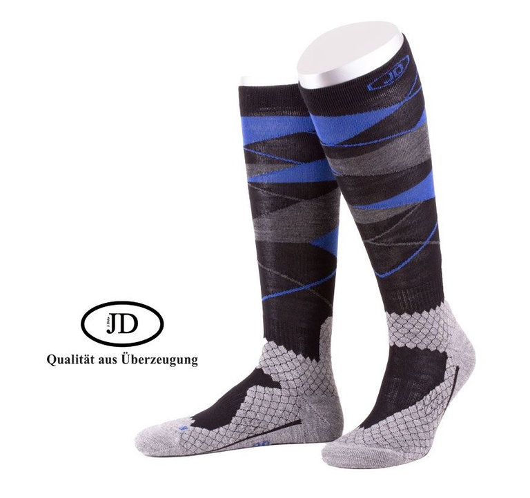 JD Kniestrümpfe All Season ThermoCool Reitstrumpf (Argyle-Muster) grau/blau Herren - 1 Paar