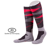 JD Kniestrümpfe All Season ThermoCool Reitstrumpf (Argyle-Muster) grau/rot Herren - 1 Paar