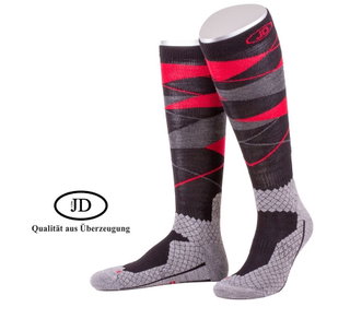 JD Kniestrümpfe All Season ThermoCool Reitstrumpf (Argyle-Muster) grau/rot Herren - 1 Paar