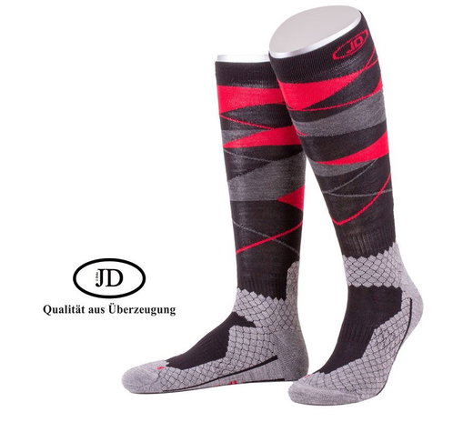 JD Knee Socks All Season ThermoCool Riding Socks (Argyle Pattern) grey/red Men - 1 Pair