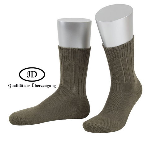 JD Arbeitssocke Bundeswehr Crew mit Plüschsohle - für Sicherheitsschuhe und Arbeitsstiefel - olivegrün- 1 Paar