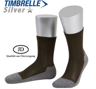 JD Funktionssocke Crew Winter Silberionen-Jagdsocke olivegrün/grau - 1 Paar