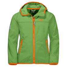 Jack Wolfskin Softshell Jacket Fourwinds (wind & water repellent) green Kids