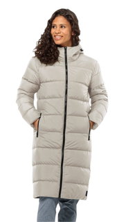Jack Wolfskin Winter-Daunenmantel Frozen Palace Coat 2024 (winddicht, wasserabweisend) beige Damen
