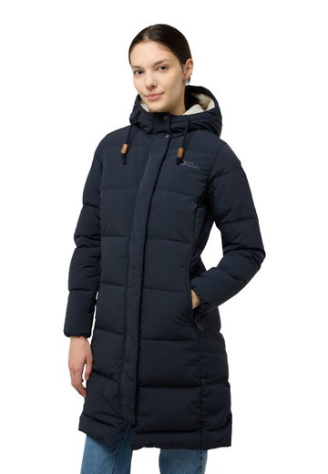 Jack Wolfskin Winter-Daunenmantel Nordlicht Coat (Fleece-Futter) navyblau Damen