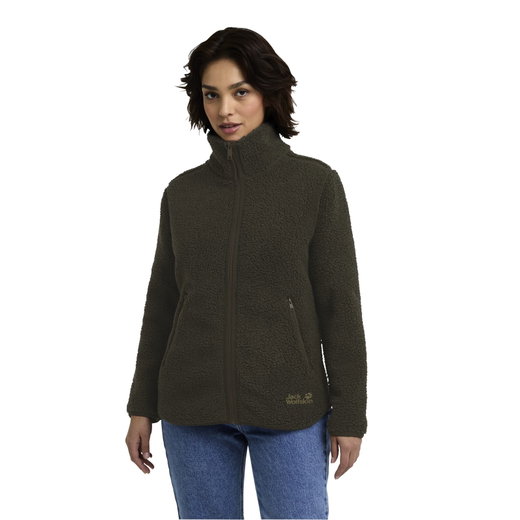 Jack Wolfskin Fleecejacke High Curl (warm, atmungsaktiv) dunkelgrün Damen