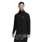 Jack Wolfskin Fleecejacke Litestride Hooded Full Zip (mit Kapuze, elastisches Material) schwarz Herren