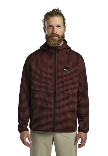 Jack Wolfskin Fleecejacke Mogari Hooded Full Zip (atmungsaktiv, Recyclingpolyester) braun Herren
