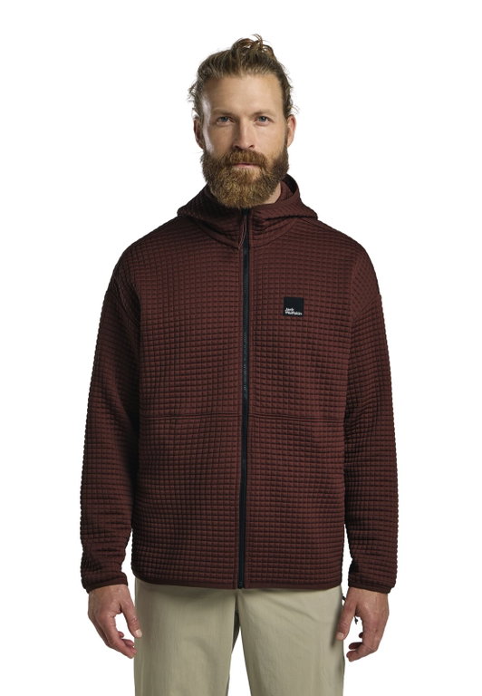 Jack Wolfskin Fleecejacke Mogari Hooded Full Zip (atmungsaktiv, Recyclingpolyester) braun Herren