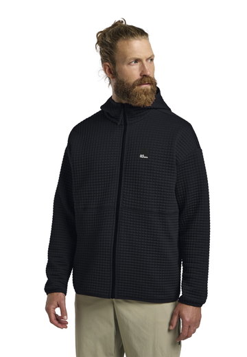 Jack Wolfskin Fleecejacke Mogari Hooded Full Zip (atmungsaktiv, Recyclingpolyester) navyblau Herren