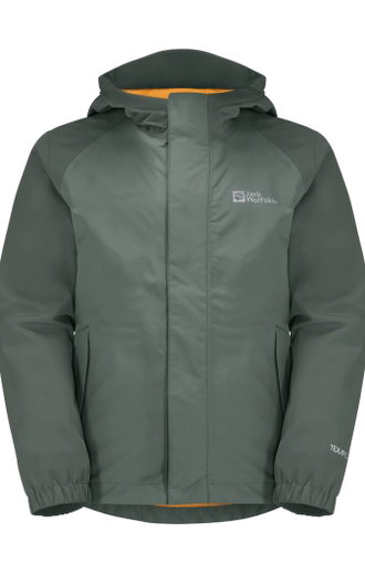 Jack Wolfskin Regenjacke Tucan (leicht, winddicht, wasserdicht) hedgegrün Kinder