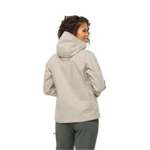 Jack Wolfskin Regenjacke Wandermood 3-Lagen (Hardshell, wasserdicht, winddicht) hellgrau Damen