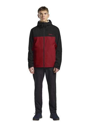 Jack Wolfskin Regenjacke Weiltal 2-Lagen (leicht, wasserdicht, atmungsaktiv) 2025 rot/schwarz Herren