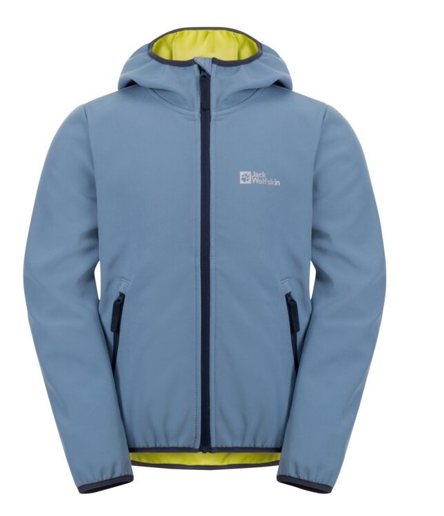 Jack Wolfskin Softshelljacke Fourwinds 2024 (robust, atmungsaktiv) hellblau Kinder