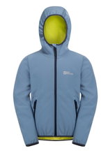 Jack Wolfskin Softshelljacke Fourwinds 2024 (robust, atmungsaktiv) hellblau Kinder