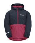 Jack Wolfskin Übergangsjacke Snowy Days 2023 (wasser- und winddicht, Fleece-Futter) dunkelblau/fuchsia Kinder