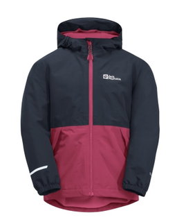 Jack Wolfskin Übergangsjacke Snowy Days 2023 (wasser- und winddicht, Fleece-Futter) dunkelblau/fuchsia Kinder