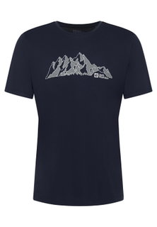 Jack Wolfskin Wander-Tshirt Peak Graphic (atmungsaktiv, schnelltrocknend) navyblau Herren