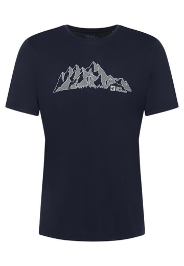 Jack Wolfskin Wander-Tshirt Peak Graphic (atmungsaktiv, schnelltrocknend) navyblau Herren