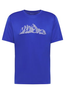 Jack Wolfskin Wander-Tshirt Peak Graphic (atmungsaktiv, schnelltrocknend) blau Herren