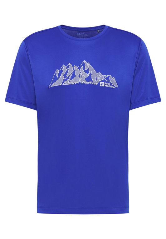 Jack Wolfskin Wander-Tshirt Peak Graphic (atmungsaktiv, schnelltrocknend) blau Herren