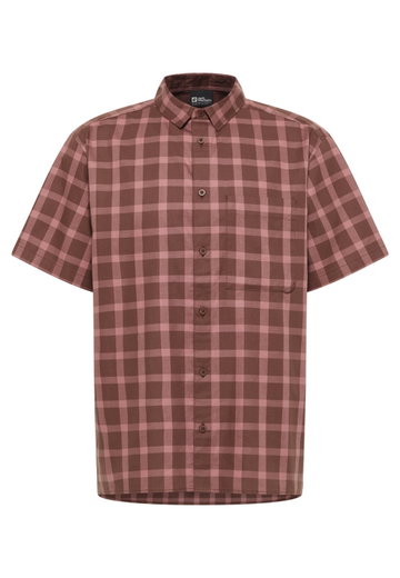 Jack Wolfskin Planalto Hiking Shirt (Organic Cotton) Short Sleeve Red Men's