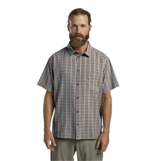 Jack Wolfskin Wanderhemd Meseta (schnelltrocknend, atmungsaktiv) Kurzarm grau/braun Herren