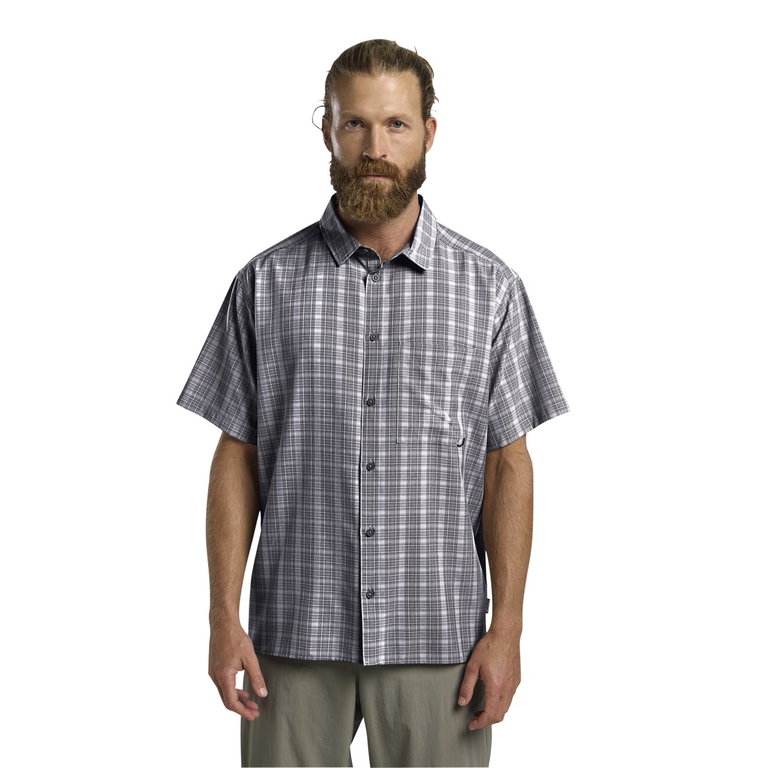 Jack Wolfskin Wanderhemd Meseta (schnelltrocknend, atmungsaktiv) Kurzarm grau/weiss Herren