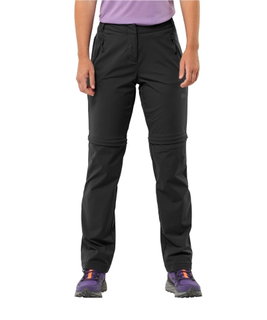 Jack Wolfskin Wanderhose Glastal Zip-Off Pant (winddicht, wasserabweisend) schwarz Damen