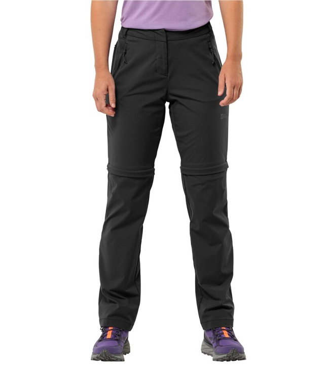 Jack Wolfskin Wanderhose Glastal Zip-Off Pant (winddicht, wasserabweisend) schwarz Damen