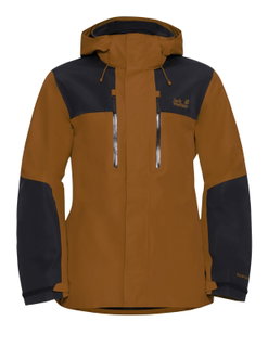 Jack Wolfskin Wanderjacke-/Regenjacke Jasper 2-Lagen (Wetterschutzjacke, wasserdicht, winddicht) orange/schwarz Herren