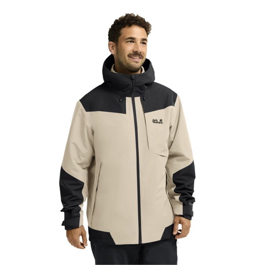 Jack Wolfskin Hiking Jacket/Rain Jacket Flextrail 2-Layer (waterproof, windproof) beige/black Men's