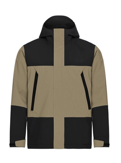 Jack Wolfskin Wanderjacke-/Regenjacke Onera 2L (wasserdicht, winddicht) hellbraun/schwarz Herren