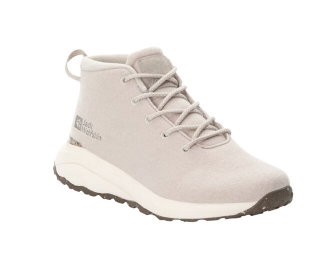 Jack Wolfskin Wanderschuhe Campfire Mid Wool (Bio-Baumwolle, bequem, atmungsaktiv) grau Damen