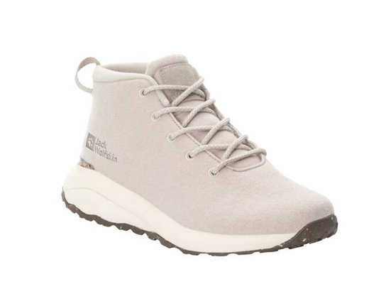 Jack Wolfskin Wanderschuhe Campfire Mid Wool (Bio-Baumwolle, bequem, atmungsaktiv) grau Damen