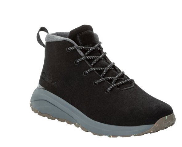 Jack Wolfskin Wanderschuhe Campfire Mid Wool (Bio-Baumwolle, bequem, atmungsaktiv) phantomgrau Damen