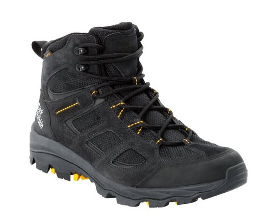Jack Wolfskin Wanderschuhe Vojo 3 Texapore Mid (wasserdicht, atmungsaktiv) schwarz/gelb Herren