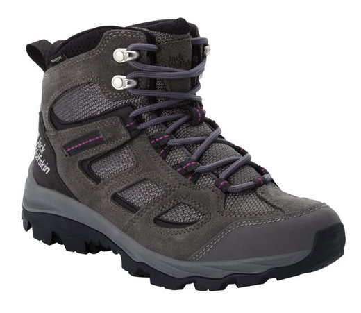 Jack Wolfskin Wanderschuhe Vojo 3 Texapore Mid (wasserdicht, atmungsaktiv) dunkelgrau/pink Damen