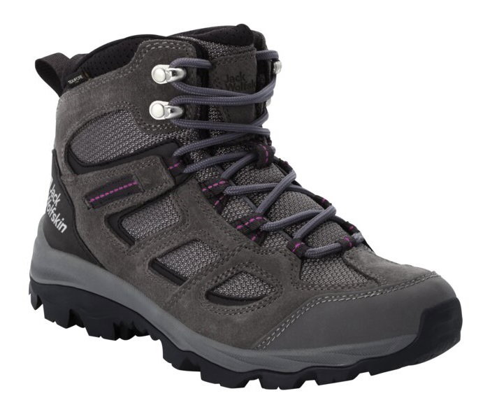Jack Wolfskin Wanderschuhe Vojo 3 Texapore Mid (wasserdicht, atmungsaktiv) dunkelgrau/pink Damen