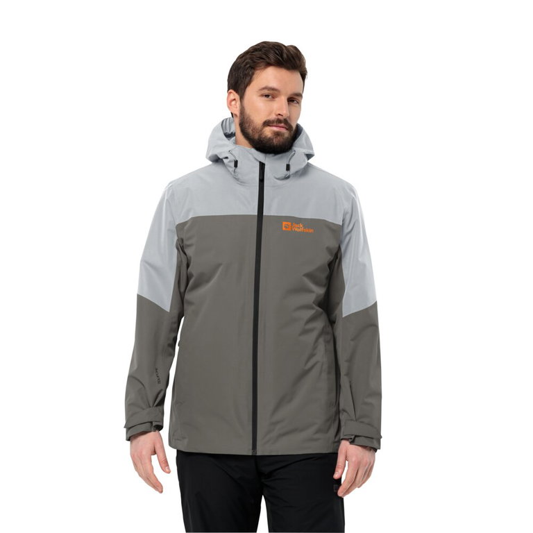 Jack Wolfskin Winterjacke Glaabach 3in1 (wasserdicht, winddicht, mit Fleece-Innenjacke) grau Herren
