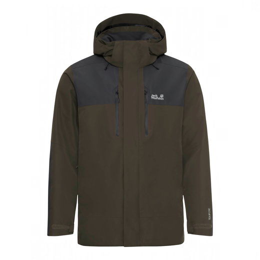 Jack Wolfskin Winterjacke Jasper Pro 2-Lagen (wasserdicht, winddicht) dunkelgrün/schwarz Herren