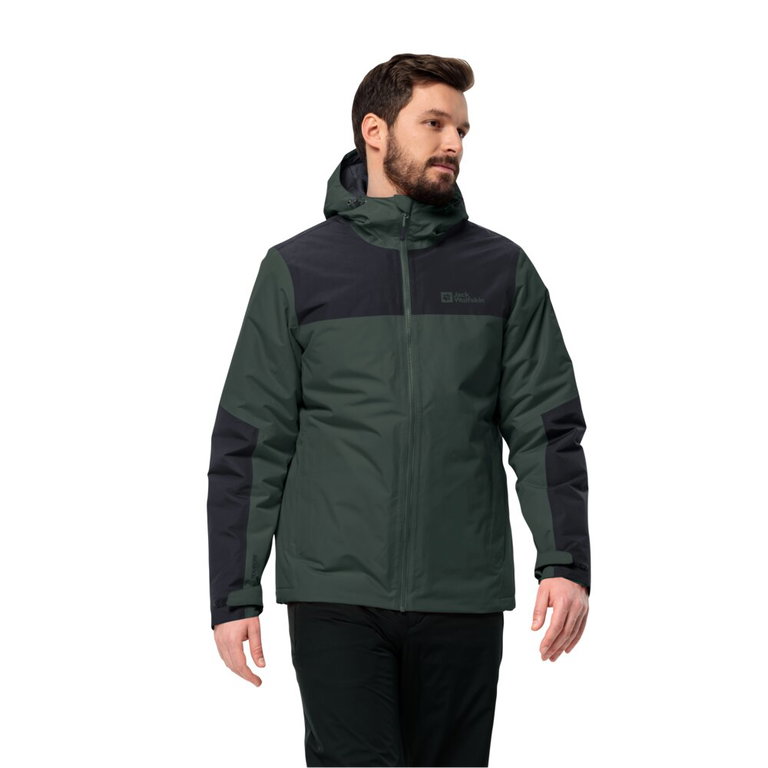 Jack Wolfskin Winterjacke Jasper (sehr wasser- und winddicht, atmungsaktiv) olivegrün/schwarz Herren