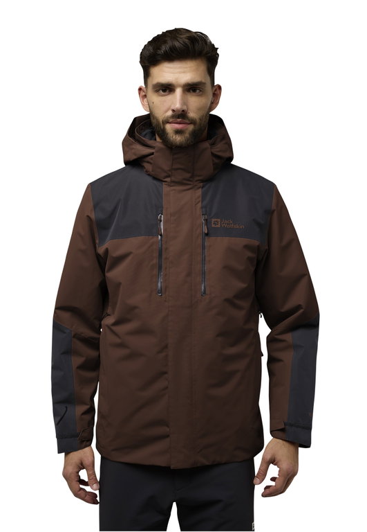 Jack Wolfskin Winterjacke Jasper 3in1 2025 (wasser-winddicht, atmungsaktiv, warm) braun/schwarz Herren