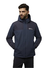 Jack Wolfskin Winterjacke Jasper 2025 (sehr wasser- und winddicht, atmungsaktiv) nachtblau/skyblau Herren