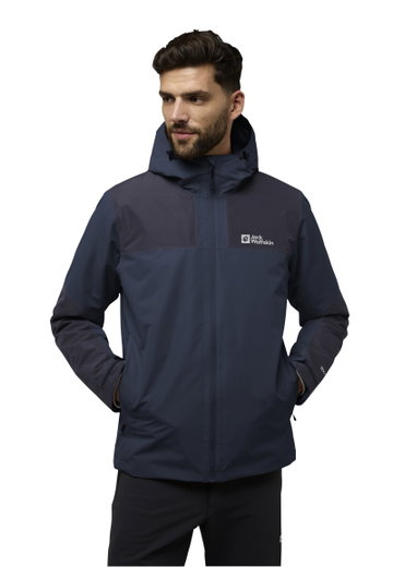 Jack Wolfskin Winterjacke Jasper 2025 (sehr wasser- und winddicht, atmungsaktiv) nachtblau/skyblau Herren