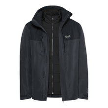 Jack Wolfskin Winterjacke Jasper Pro 3in1 (wasserdicht, winddicht, atmungsaktiv) dunkelgrau/schwarz Herren